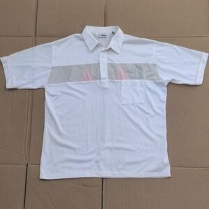 Vintage IdleTime White and Pink Polo Shirt XL